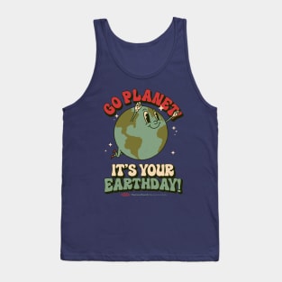 Go Planet It's Your Earth Day Retro Mascot Cute Earth Day Tank Top